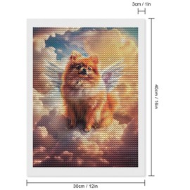 Fabioyar Diamond Art Kits for Adults - Frameless Cute Cloud Pomeranian 5d Diamond Painting Kits for Adults Beginners for Home Wall Decor 12 X 16 Inch