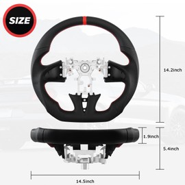LOSCHEN Steering Wheel Full Leather D-shaped Flat-bottom Steering Wheel Perforated Leather Steering Wheel for Infiniti Q50 2013-2018