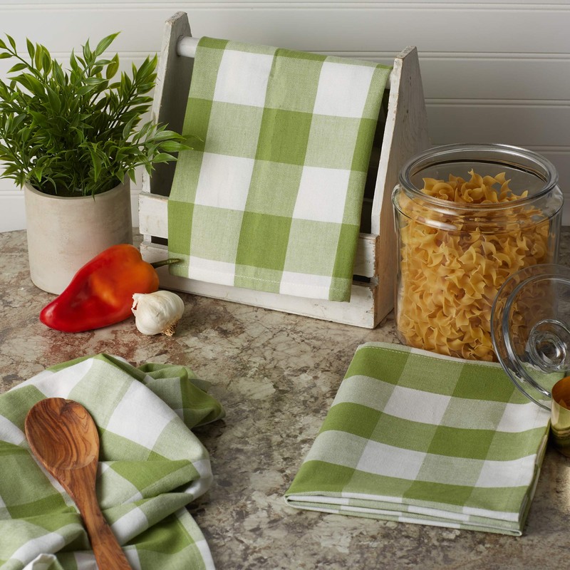 DII Classic Farmhouse Kitchen Collection, Cotton, Antique Green, Dishtowel Set