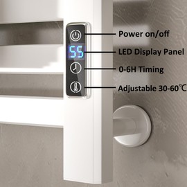 MEGA YU NENG Electric Towel Warmer,Wall Mounted Towel Warmer Rack for Bathroom,Heated Towel Racks with Timer & Temperature Multi-Level Adjustments, Hot Plug-in Bath Towel Heater White