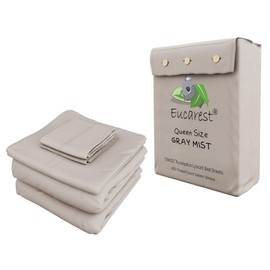 Eucalyptus Lyocell Bed Sheets, Hypoallergenic 100% Organic Tencel, Thermal Regulating and Moisture Wicking for Hot Sleepers, Superior Thread Quality, Extra Deep Pockets Queen Size - Gray