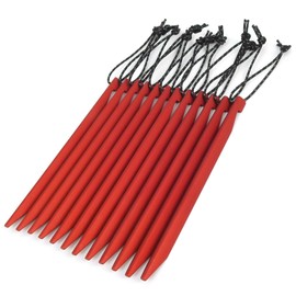 Provare V Shaped Aluminum Pegs, 6.3 inches (16 cm), Set of 6, 8, and 12 for Tent Tarp Setup, Lightweight, Camping Pegs (Set of 12, Red)