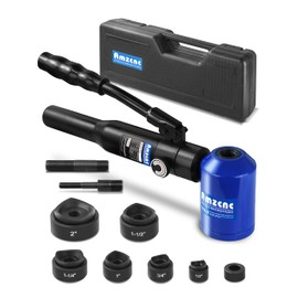AMZCNC Hydraulic Knockout Hole Punch Driver Kit 1/2 to 2 inch Electrical Conduit Hole Cutter Set KO Tool Kit Metal Sheet Puncher (8TON(1/2"~2"))