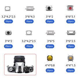 250 PCS 10 Value Tactile Push Button Switch Micro Momentary Tact Assortment Kit, for TV Audio Remote Key Cameras Computers, with Plastic Box