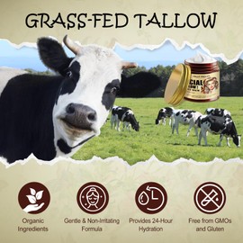 Beef Tallow for Skin 4.23oz Beef Tallow Moisturizer, Organic Grass-Fed Beef Tallow Balm with Raw Honey, All-Natural Moisturizer, Body Lotion, Lip Balm and Skin Care, Suitable for all Skin Types-NYA03