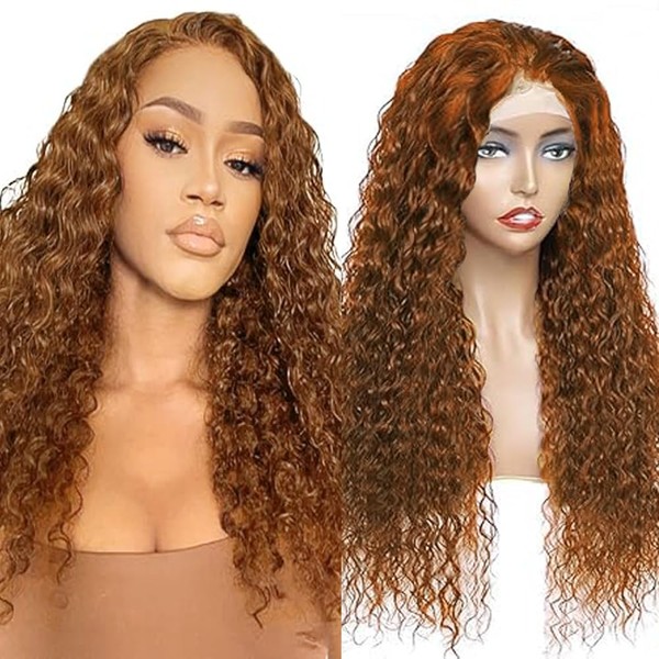 Lakaisa Curly Wave Human Hair Wig, Brown, 4x4 Lace Front