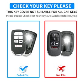 QBUC for Honda Key Fob Cover with Keychain - Heavy Zinc Alloy Shell & Silicone Case for Double Protection - Compatible with 2016-2021 Honda Accord Civic HR-V CR-V Pilot Passport Ridgeline (Black)