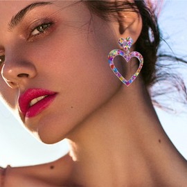 Pink Heart Earrings Taylor Lover Heart Dangle Earrings Arylic Heart Shaped Earrings Concert Gifts for Women, Small, Zinc, No Gemstone