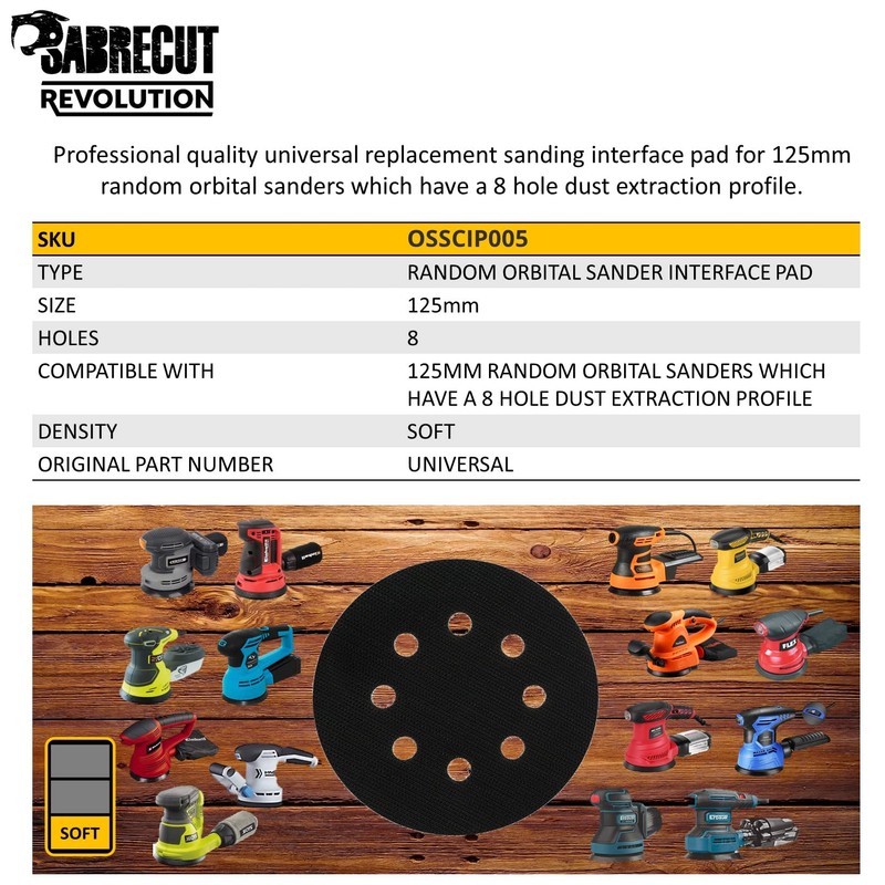 1 x SabreCut OSSCIP007 125mm 8 Hole Soft Density Interface