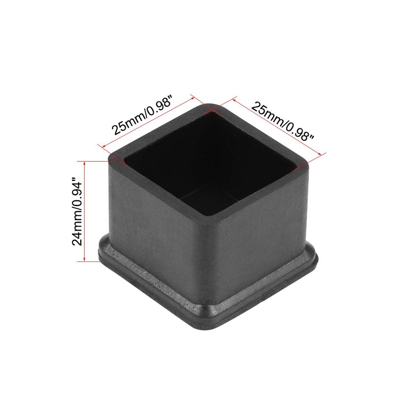 sourcing map Rubber Furniture Caps 25mm x 25mm Square Shaped