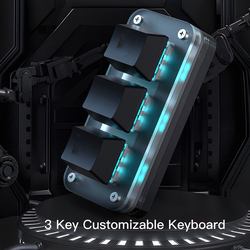 3 Key Mini Keypad Industrial USB Customized Blue Switch Programmable