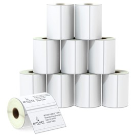 BETCKEY - 4" x 2.5" (102 mm x 64 mm) Shipping & Multipurpose Labels Compatible with Zebra & Rollo Label Printer,Premium Adhesive & Perforated [10 Rolls, 6200 Labels]