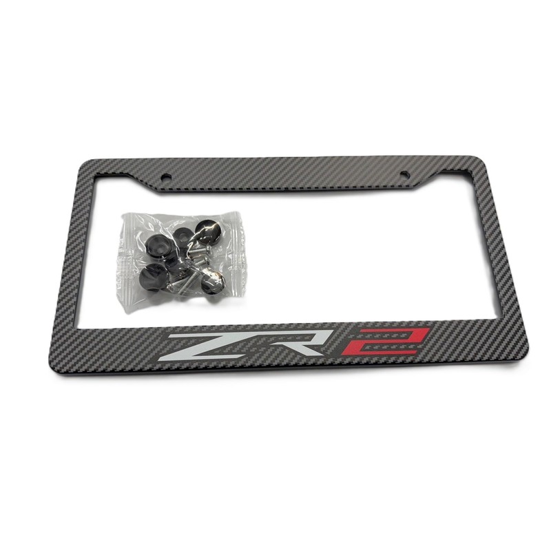 1PC Carbon Fiber ZR2 License Plate Frame Tag Cover Holder