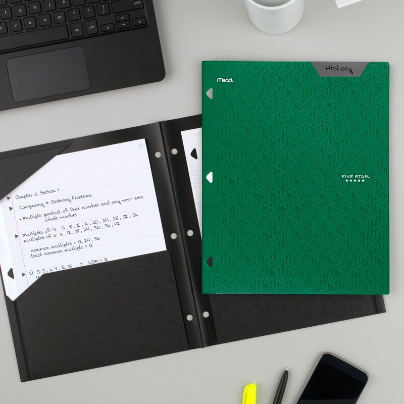 Five Star 2-Pocket Folder, Plastic Folder with Stay-Put Tabs, Fits