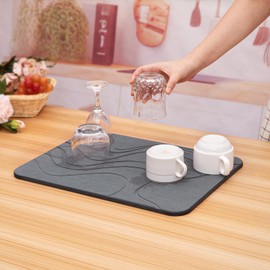 Valema Stone Drying Mat – 11.8 x 15.7 x 0.35 Inch Diatomaceous Earth Mat Self Drying Mat – Quick Dry Dish Drying Pad Self Absorbing Mat Tray for Kitchen Counter