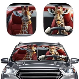 Mumeson Giraffe 3D 2 Piece Car Windshield Sun Shade Foldable SUVs Car Windshield Sun Shades UV Protector Sunshade for Universal Cars SUV Truck to Keep Your Vehicle Cool