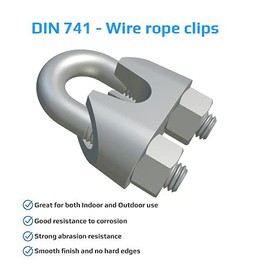 M3 Wire Rope Cable Clip Clamp Grip - U Bolt Saddle Zinc Plated Alloy Steel Fastener for Rigging and Tensioning Ropes Wires 3mm Certified Standard DIN741 (18 Pieces)