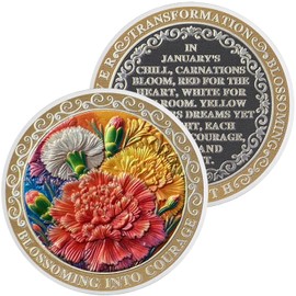 1 Mouth Carnation Flower Sobriety Coin Gifts Set | Silver AA Medallion with Coin Capsule | Anniversary Token for Men & Women in Recovery | AA Sobriety Gifts Medallion for Month & Year Milestones