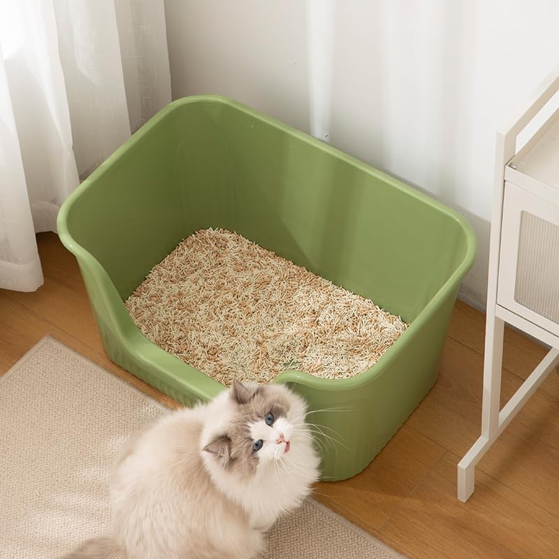 SpaceTime Large Cat Litter Box with High Sides,Cat Boxes for