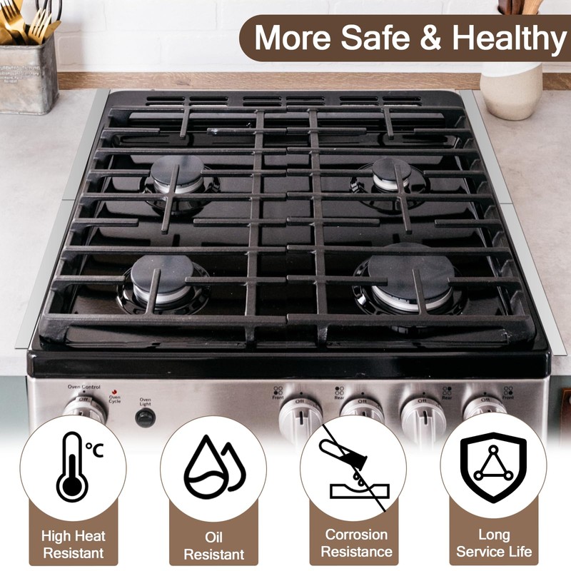2 PCS Stove Gap Covers, Stainless Steel Stove Gap Filler-Silver
