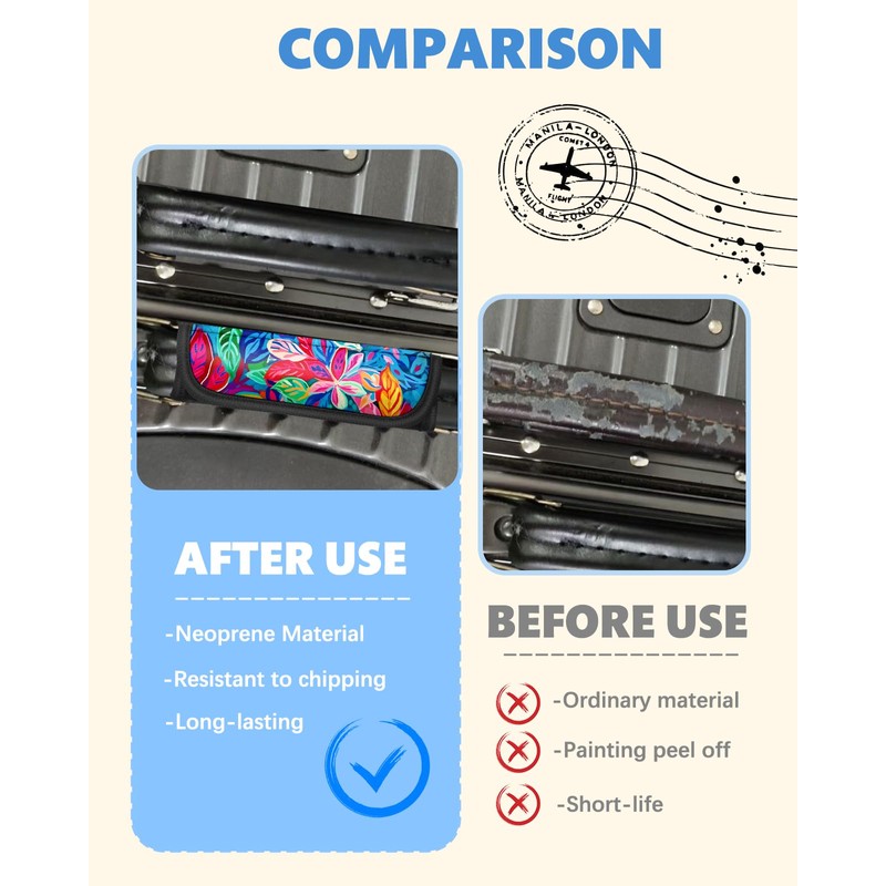 OffiEase Neoprene Luggage Handle Wrap Cover 3 Pcs - Velcro
