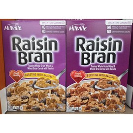 Raisin Bran Toasted Whole Grain Wheat & Wheat Millville Bran Cereal with Raisins 16.6oz 471g (Two Boxes)