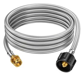8 FT Propane Adapter Hose to 5-40lb propane tank for Coleman Stove, Weber Q Grill, Mr. Buddy Heater, Blackstone Griddle, Portable Heaters & More, Propane hose extension Adapter 1lb to 20lb Converter
