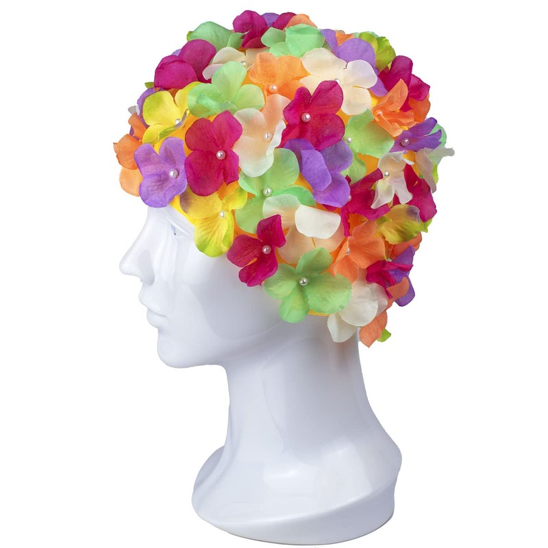 Medifier Flower Petal Flower Print Swimming Cap Multicolor Elastic Non
