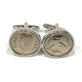 Premium 1964 Lucky Irish Threepence 3d for a 61st Birthday or Anniversary cufflinks