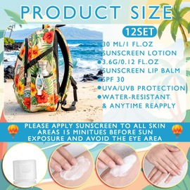 Demissle 12 Sets Hello Summer Travel Size Sunscreen and Sunscreen Lip Balms Spf Hello Summer Pool Wedding Party Favors Sunblock Packets with Carabiner Gifts for Outdoor Beach Pool Hawaiian Party Favor
