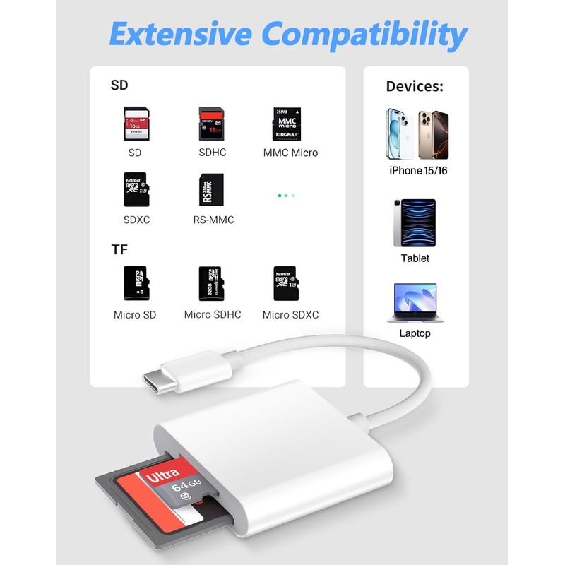 SD Card Reader USB C, 104 MB/S SD Card Reader