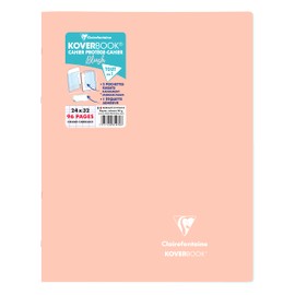 Clairefontaine Koverbook BLUSH 981479C - Book Stapled Cover Made of Polypropylene Two Tone Opaque 24 x 32 cm 48 Sheets French Line Coral Red/Blue, 1 Piece