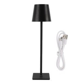 Cordless Table Lamp 3 Color Stepless Dimming 2000mAh Minimalist Rechargeable LED Desk Light for Bedroom Living Room Black
