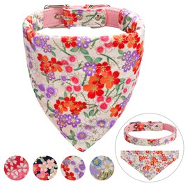 Vaburs Dog Collar and Dog Bandana, Pet Collar Fancy Dog Collar with Bandana for Small Medium and Large Dogs Adjustable(S-Pink)
