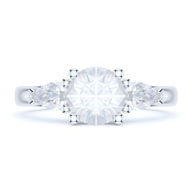 PRSTANI Sterling Silver Three Stone 1CT Simulated Round Brilliant Cut And Pearl Shape Diamond Promise Engagement Ring (6)