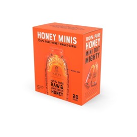 Nate's Honey Minis - Single-Serve 100% Pure, Raw & Unfiltered Honey - Holiday Stocking Stuffers - 0.49oz Packets, 20ct box