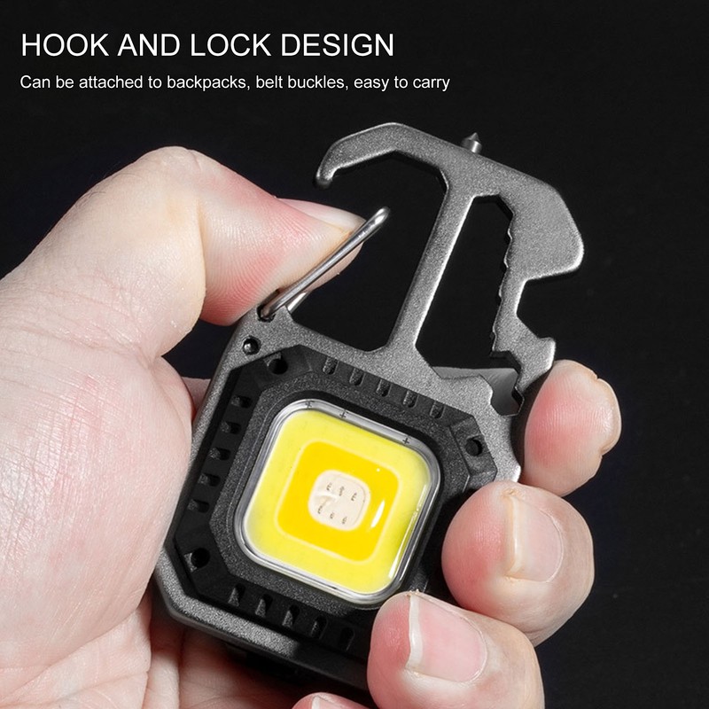 Keychain Work Light USB Charging Portable Pocket LED Flashlight Multifunctional