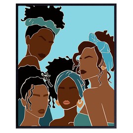 African American Wall Art - African American Bathroom Wall Decor - Teal Blue Bath Decorations Accessories - African American Women - Light Blue Decor -Black Woman -Black Culture Gifts -Black Wall Art