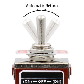 Heschen Metal Toggle Switch, RT1122FS, SPDT, Momentary Type, (ON)/OFF/(ON) 3 position, 15A 250VAC, with Waterproof Cap, CE