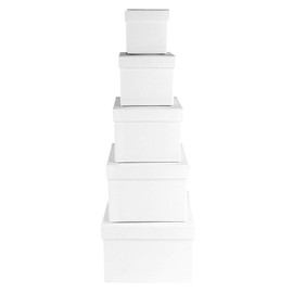 Ideen mit Herz Gift Boxes with Lids, Cardboard Boxes, Set of 5 Different Sizes, Stackable, Large to Small, Made of Sturdy Cardboard, Ideal for Birthdays and Weddings, Square, 6 to 14 cm