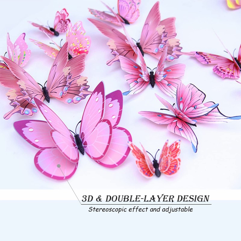 OPSEAM Butterfly Wall Decor 24/48 PCS, 3D Butterflies Stickers for