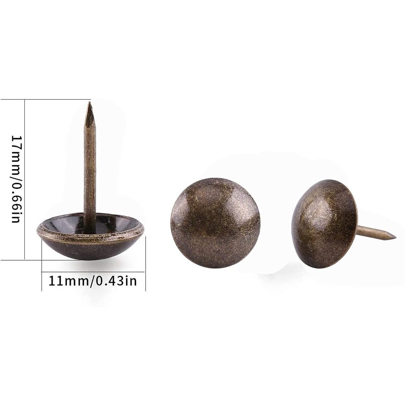 500 Pcs Upholstery Tacks, Antique Bronze Decorative Thumb Tacks, Furniture