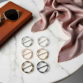 6Pcs Scarf Clip, T-Shirt Tie Clips Scarf Buckle Rings for Women Girls Adjustable Shirt Waist Cincher Clips Metal Circle Clip for Sweater Dress Belt Hat Decoration, Clothes Pins