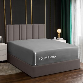 Lazzaro Home bed sheets Fitted sheet Extra Deep Pocket (40 cm) Easy Care Soft Brushed Microfibre Fabric Shrinkage and Fade Resistant (Double (135 x 190 cm), Grey)