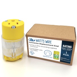 Extension Cord End - Female - 15 Amp 125 Volt NEMA 5-15R Heavy Duty Replacement Outlet , UL Listed