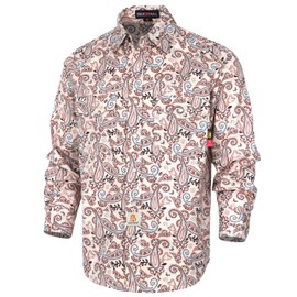 BOCOMAL FR Shirts Printed Paisley Lightweight Pearl Snaps Down Flame Resistant NFPA2112 CAT2 Work Shirt