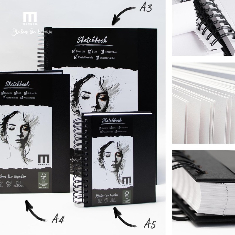 Sketchbook A5 200 g/m² thick paper spiral binding - sketch