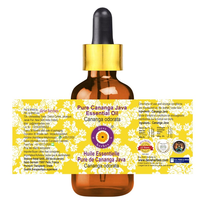 Deve Herbes Pure Cananga java Essential Oil (Cananga odorata) with
