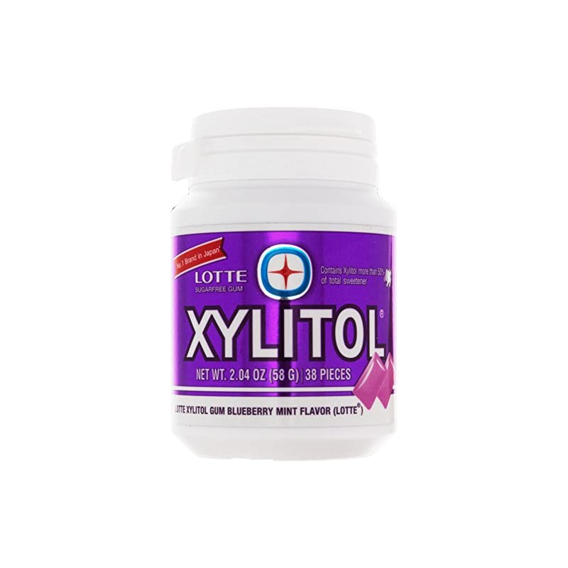 Lotte Xylitol Blueberry Mint Gum 2.04 OZ (Pack of 1)
