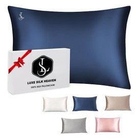 100% Mulberry Silk Pillowcase for Hair and Skin Health - 22Momme Premium Grade 6A Soft & Cooling King Size Silk Pillowcase with Hidden Zipper (Navy Blue)